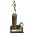 Single Holographic Column One Trim Trophy - Black Plastic Base - 15-1/2"